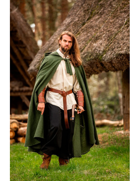 Medieval green cotton cape, Frantz model