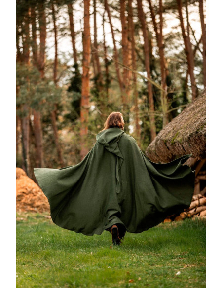 Medieval green cotton cape, Frantz model