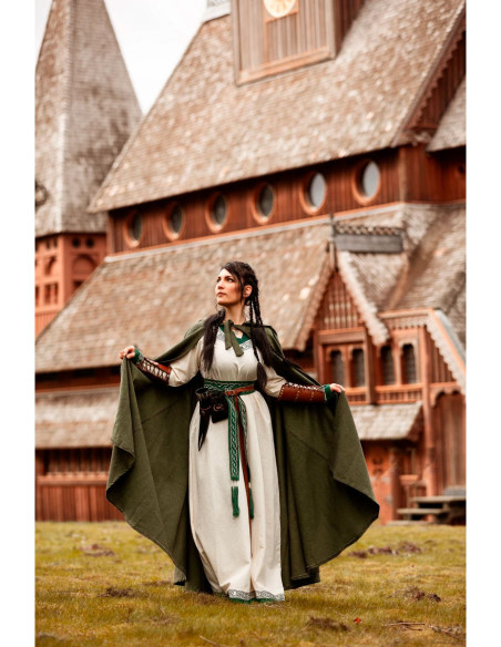 Medieval green cotton cape, Frantz model