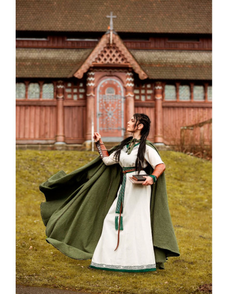 Medieval green cotton cape, Frantz model