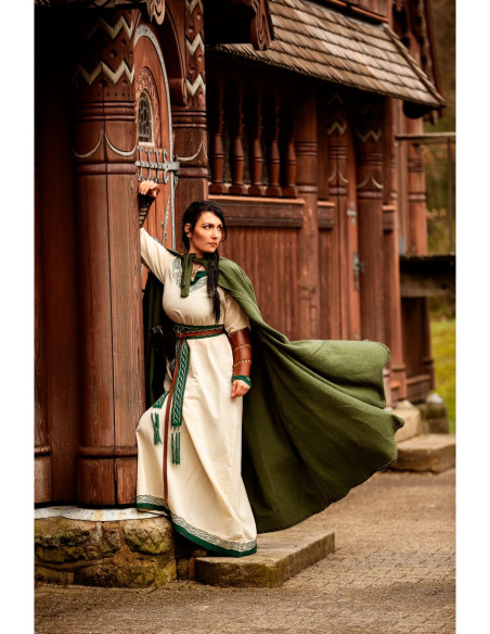 Medieval green cotton cape, Frantz model