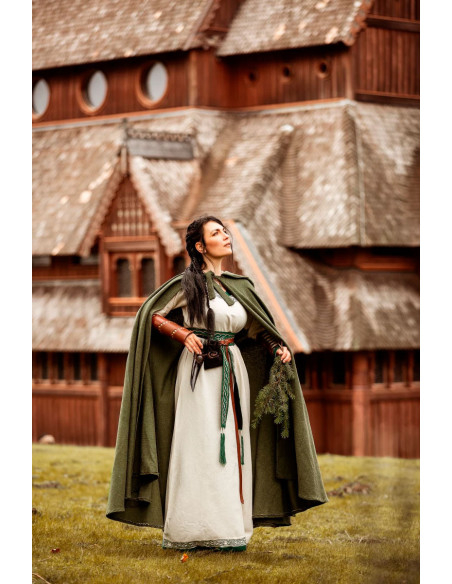 Medieval green cotton cape, Frantz model