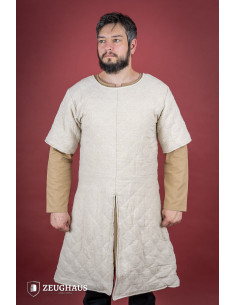 Medieval short-sleeved gambeson, natural color