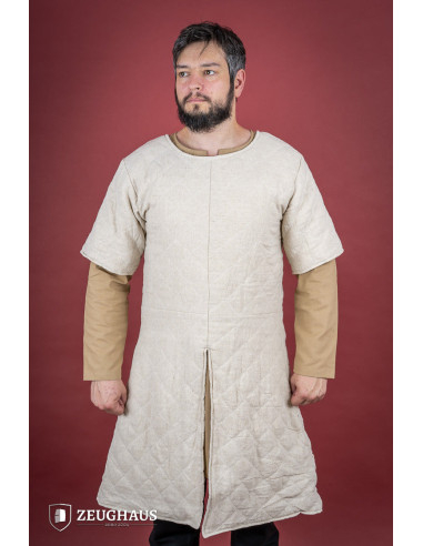 Medieval short-sleeved gambeson, natural color