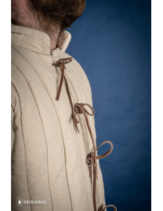 Thick medieval gambeson with laces, natural color 2