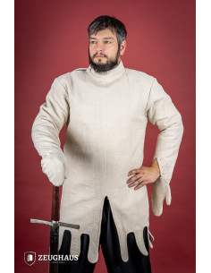 Light medieval gambeson with mittens, natural color