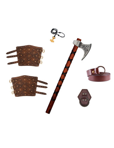 King Ragnar Viking Pack: Axe, pendant, belt, baldric and bracelets