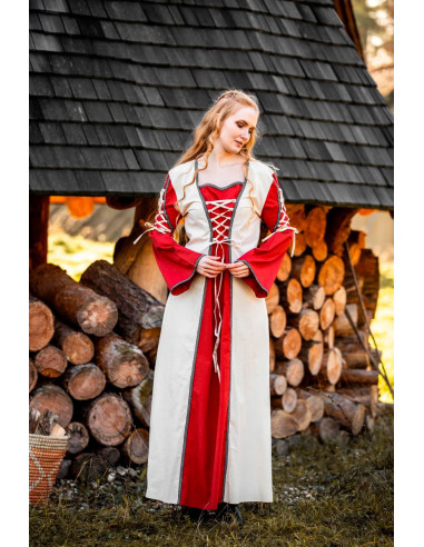 Medieval dress model Amalia, Natural-Red