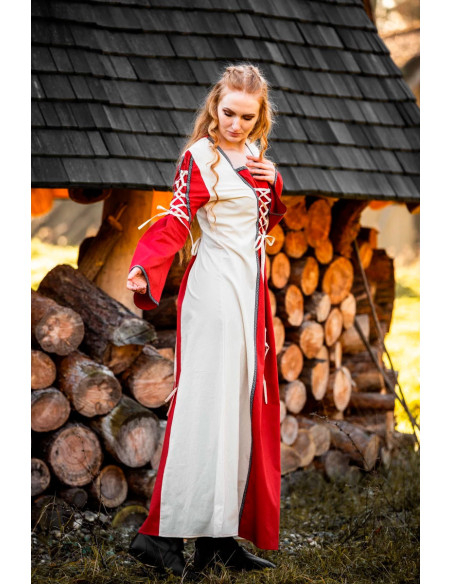 Medieval dress model Amalia, Natural-Red