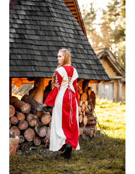 Medieval dress model Amalia, Natural-Red