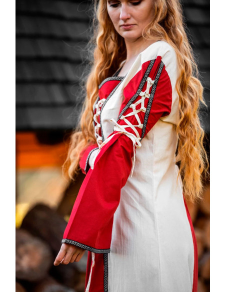 Medieval dress model Amalia, Natural-Red