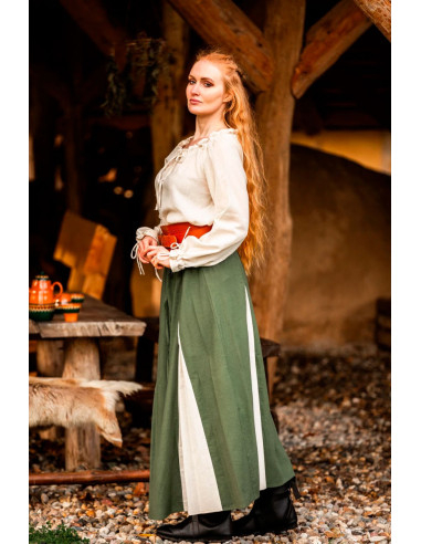 Medieval skirt model Isabella, natural-green