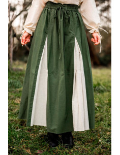 Medieval skirt model Isabella, natural-green 2