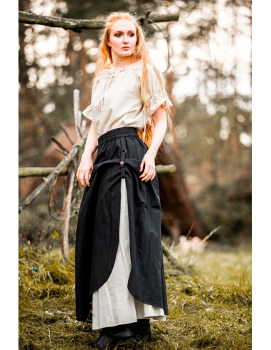 Medieval skirt model Elise, black-natural