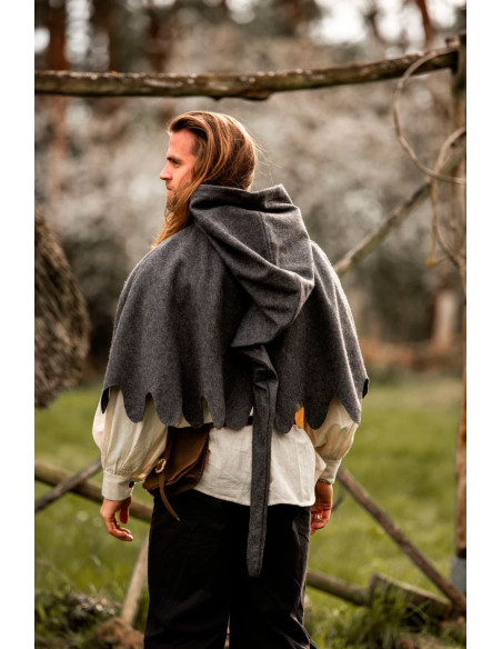 Medieval Gugel in wool Henri model, gray Medieval Gugel in wool Henri model, gray