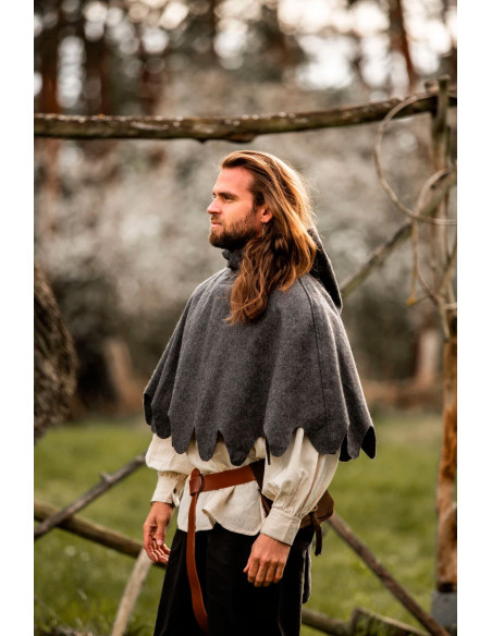 Medieval Gugel in wool Henri model, gray Medieval Gugel in wool Henri model, gray