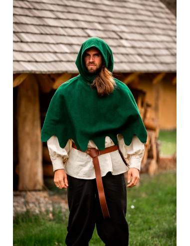 Medieval Gugel in wool Henri model, green