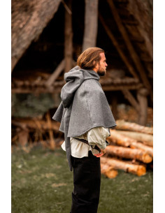 Medieval wool Gugel model Paul, gray