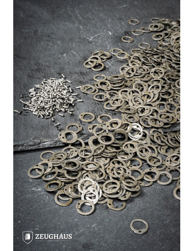Flat chain mail rings with oiled steel rivets (9 mm.)