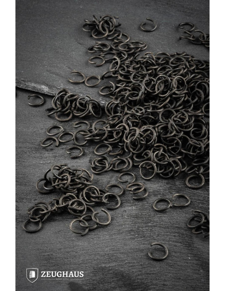 Flat chain mail rings burnished steel...