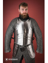 Medieval warrior cuirass with polished steel cuffs
