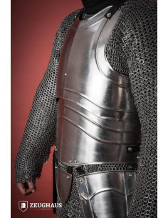 Medieval warrior cuirass with polished steel cuffs 2