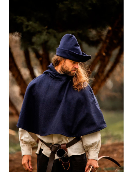 Gugel medieval wool model Paul, blue Gugel medieval wool model Paul, blue