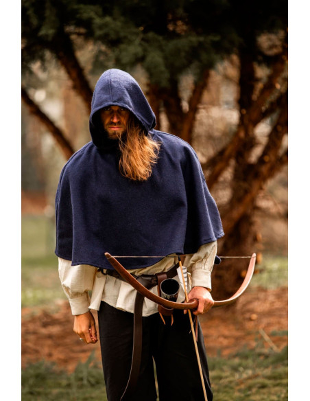 Gugel medieval wool model Paul, blue Gugel medieval wool model Paul, blue