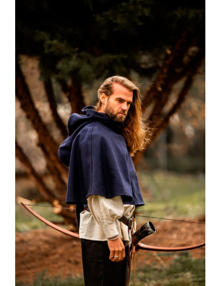 Gugel medieval wool model Paul, blue Gugel medieval wool model Paul, blue