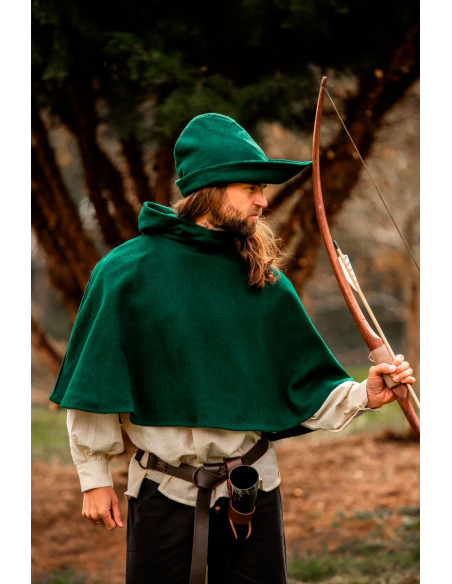 Medieval wool gugel model Paul, green Medieval wool gugel model Paul, green