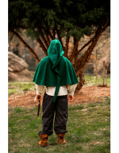 Medieval wool gugel model Paul, green 2
