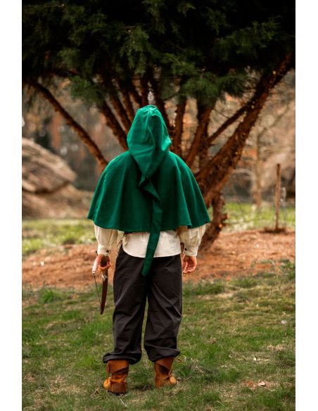 Medieval wool gugel model Paul, green Medieval wool gugel model Paul, green