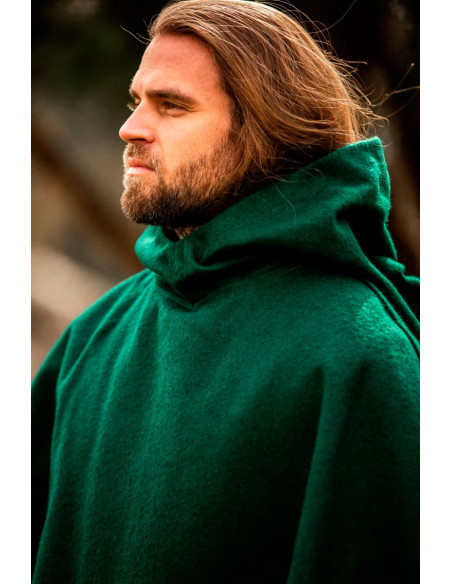 Medieval wool gugel model Paul, green Medieval wool gugel model Paul, green