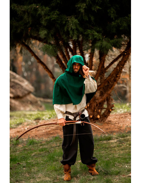 Medieval wool gugel model Paul, green Medieval wool gugel model Paul, green