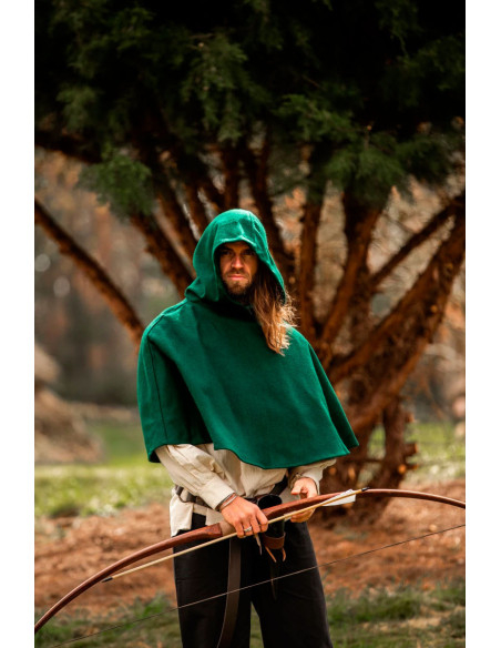 Medieval wool gugel model Paul, green Medieval wool gugel model Paul, green