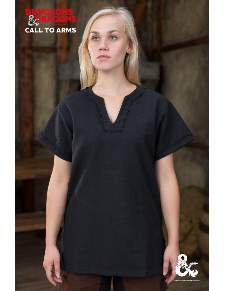 Barbara medieval shirt in cotton, black