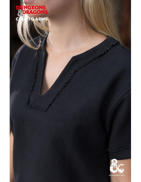 Barbara medieval shirt in cotton, black