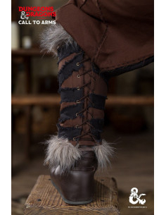 Medieval barbarian greaves, brown-black color 2