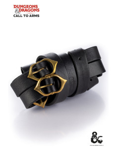 Medieval wizard book holder, in black leather