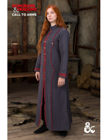 Medieval witch coat, gray-red color