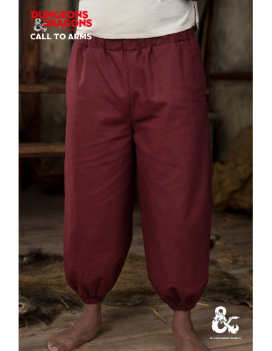 Medieval monk pants, burgundy color