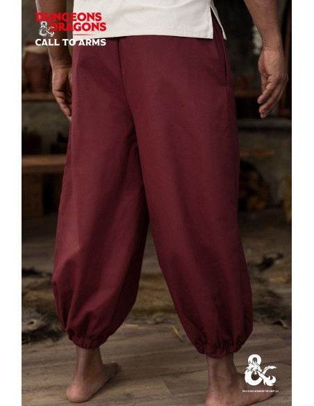 Medieval monk pants, burgundy color
