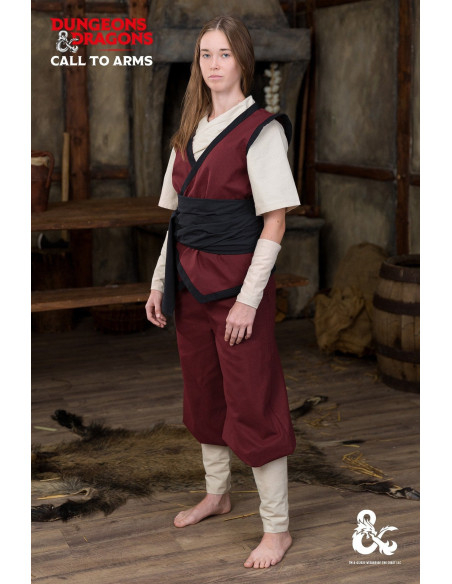 Medieval monk's vest, burgundy-black