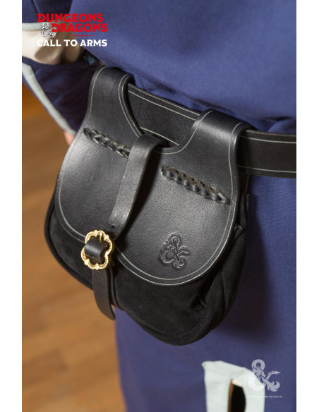 Medieval leather bag Kidney model, black