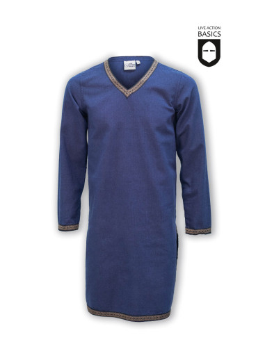 Long medieval tunic in cotton, blue