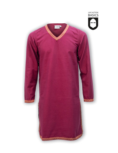 Long medieval tunic in cotton, red
