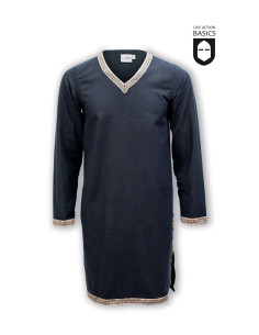 Long medieval tunic in cotton, black