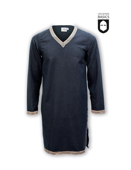 Long medieval tunic in cotton, black