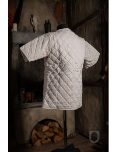 Medieval padded short-sleeved gambeson, natural white 2