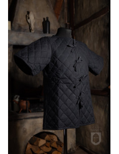 Medieval padded short-sleeved gambeson, black